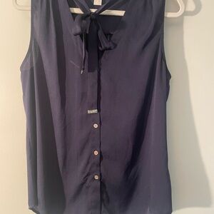Michael Kors Elegant Navy Sleeveless Blouse size Medium